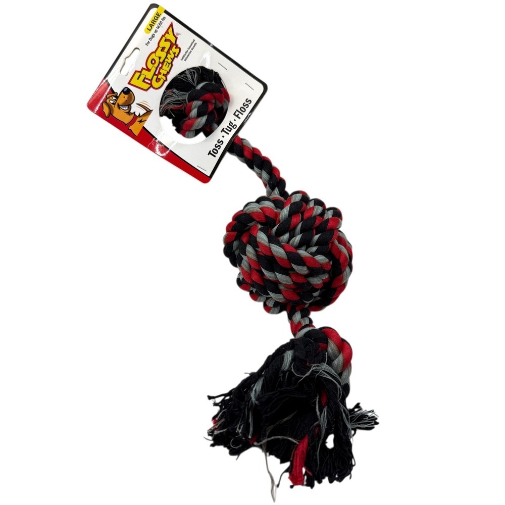 Flossy Chews Large Rope Dog Toy Gorilla Knot Tug Toss Floss Dental Clean Teeth